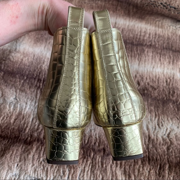 Max Mara Salice Ankle Boots Gold Croc - Picture 5 of 10